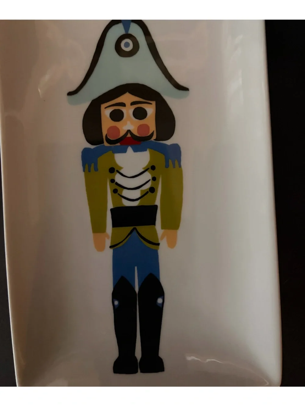 2 Crate&Barrel White Ceramic Nutcracker Rectangular Serving Plates